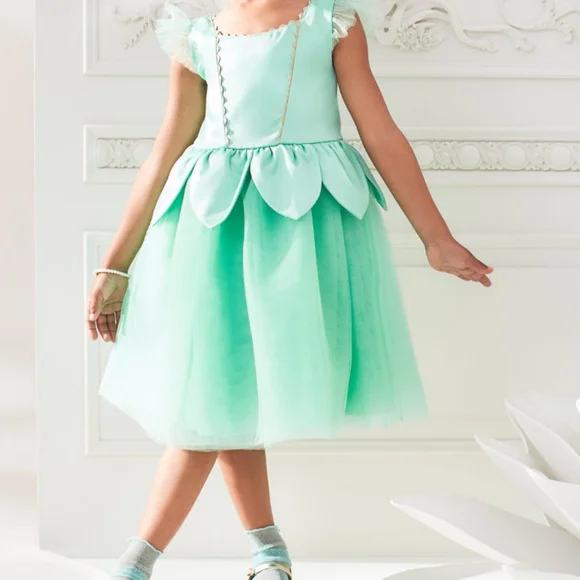 strapless open back dress Green Lily Flower Princess Dress – MiniClosetCo main image 1